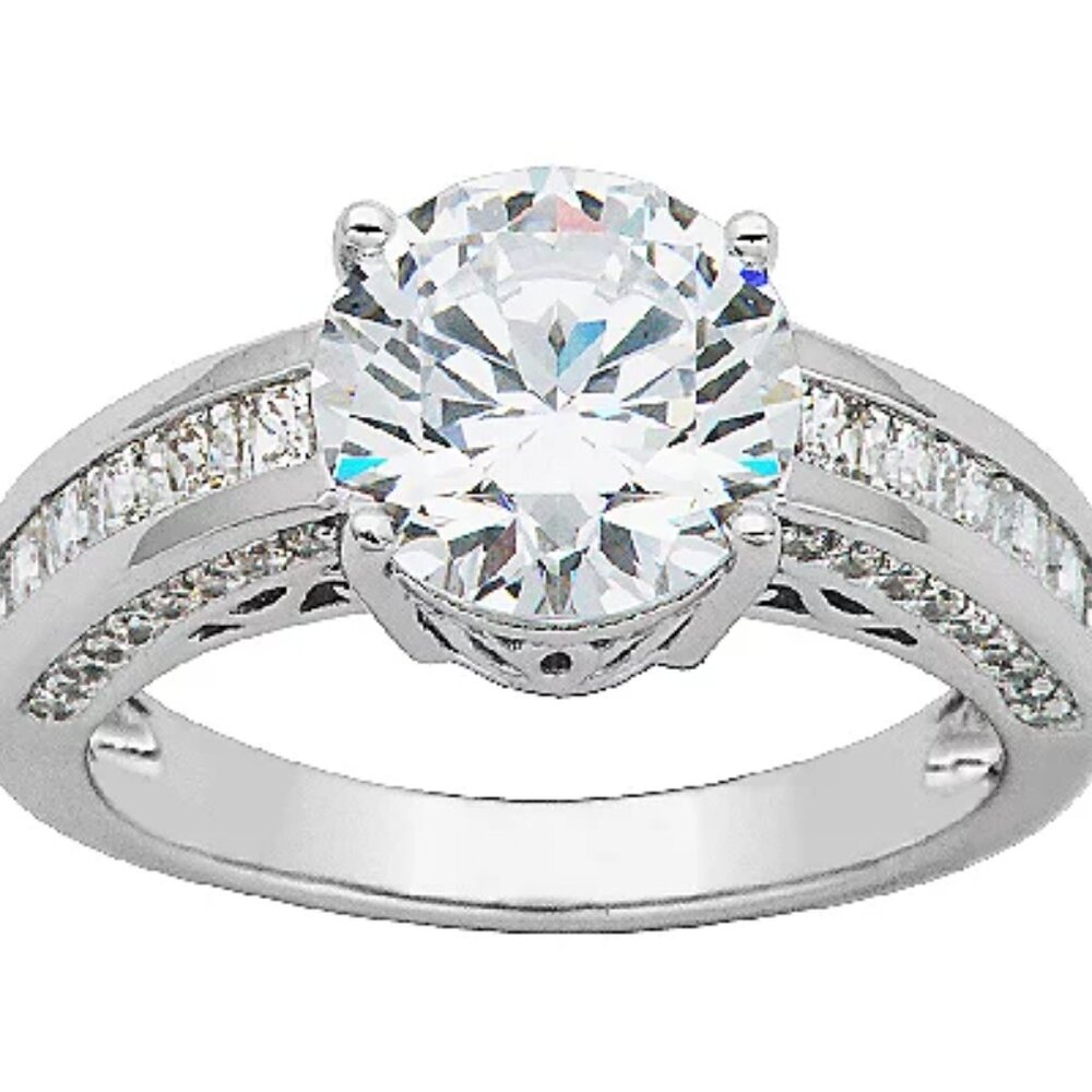 Diamonique Sterling 3.85cttw Round Solitaire Ring